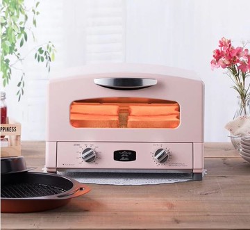 限量贈方形烤盤一組 日本Sengoku Aladdin 千石阿拉丁「專利0.2秒瞬熱」粉色 復古多用途烤箱(附烤盤) AET-G13T  遠紅石墨技術