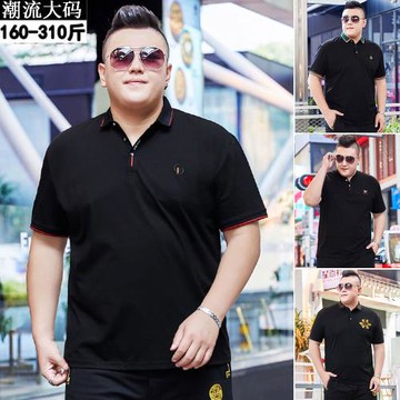 繡花大碼男裝翻領短袖夏薄新款肥佬商務POLO衫半袖t恤潮胖子衣服