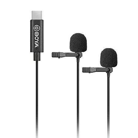 BOYA BY-M3D Digital Dual Lavalier Omnidirectional Clip-on Microphone with USB Type-C Connector Compatible with iPad Pro, Samsung Galaxy, Huawei, Other