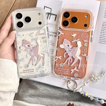 鎏金雪花 卡通小鹿斑比 水鑽手鏈 適用於 蘋果 iPhone 18 17 16 15 14 13 Pro max 保護殼