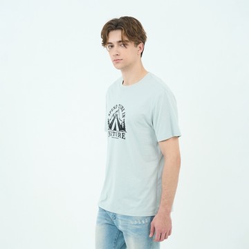 GIORDANO 男裝CAMPING短袖上衣 - 93 藍色