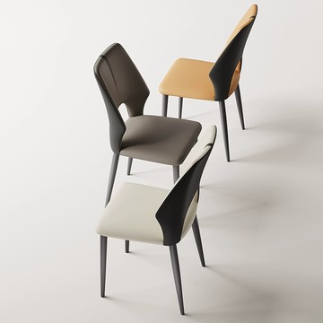 【含稅/免運】 意式極簡家用餐椅簡約現代設計師款餐廳餐桌椅高級感皮革椅子靠背