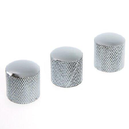 an-do-er 3PCS Guitar Knobs Chromed Metal Dome Knurled Barrel for Electric Guitar Parts (Silver)