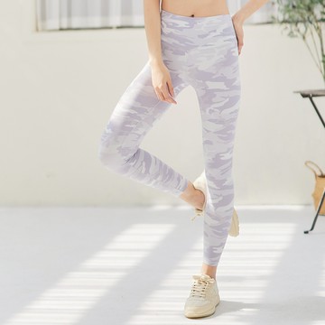 Naked裸感高腰九分運動褲-迷彩白