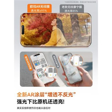 歐炫AR抗反射膜適用蘋果17promax鋼化膜iPhone16pro手機貼膜15全屏14高清13防摔12屏幕保護11防窺17e新款air