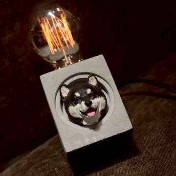 曙MUSE｜吐舌柴犬水泥方燈 USB燈 LED燈 禮物 創意 氣氛燈 小夜燈 居家擺飾 擴香石 毛孩狗