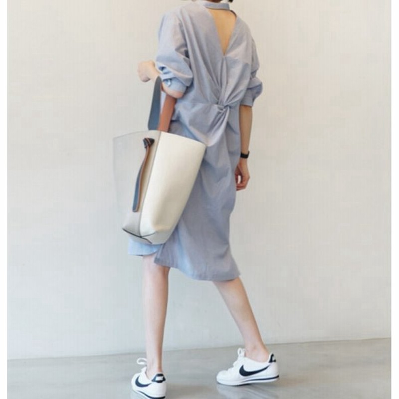 膝丈シャツワンピース シャツワンピース 膝丈ワンピース ミディアム丈ワンピース レディース 女性用 ワンピース シャツ スタンドカラー 膝丈 ミディア 通販 Lineポイント最大0 5 Get Lineショッピング