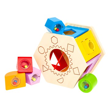 Hape 六角分類積木盒 顏色形狀配對積木玩具 訓練手眼協調 激發想像力  1入