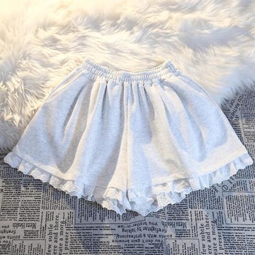 2025新款蕾絲花邊短褲女夏季休閑運動寬松闊腿bf慵懶風超好看褲子