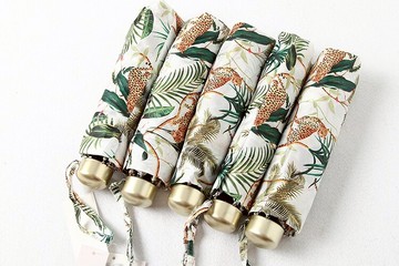 輕便攜折疊雨傘 清新印花防紫外線遮陽傘1入