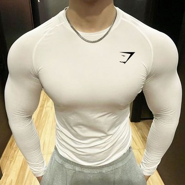 運動上衣 健身緊身衣 健身服 長袖T恤 男士運動緊身衣GYMSHARKELEMENT長袖籃球跑步健身高彈速幹上衣