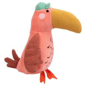 法國MoulinRoty 袖珍動物系列  戴棒球帽的巨嘴鴨 橘色  1個