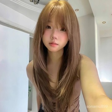 髮飾館🥇假毛女長髮長直髮層次焦糖暖棕色自然蓬鬆黑長直日常仿真人全頭套自然 逼真 造型裝扮 修飾臉型 新款 增加髮量