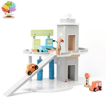 【樹年】兒童仿真灰白停車場模擬停車桌面創意立體拼裝汽車軌道滑行玩具