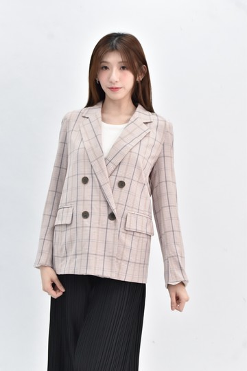 (F) mink design 西裝格子粉色外套
