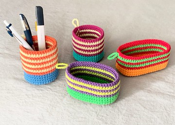 撞色條紋 / 超厚磅 編織小收納