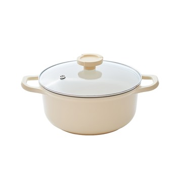 Creamy系列24cm雙耳湯鍋(IH爐可用鍋/非鐵氟龍不沾塗層/含玻璃蓋)