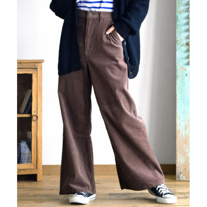 細 セミワイドフレアパンツ レディース ブラウン 通販 Lineポイント最大get Lineショッピング