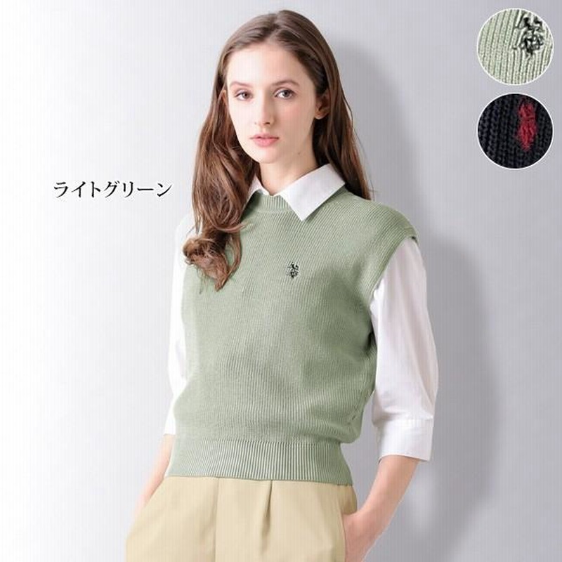 U.S.POLO.ASSN ベスト Cable Knit Vest ケーブル編みベスト ダブルホースマン刺繍