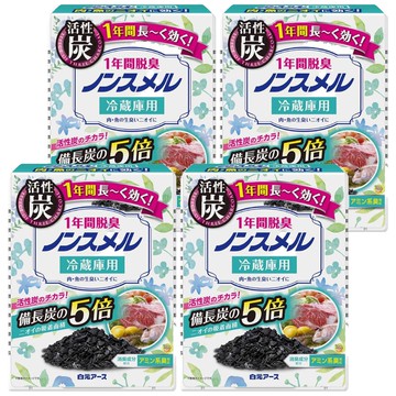 Hakugen 白元 冰箱活性炭脫臭劑 1年除臭 冰箱(600L)適用  25g  4盒
