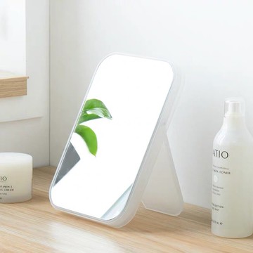 創意北歐簡約家用宿舍梳妝桌面折疊化妝鏡子化妝方形手持小鏡