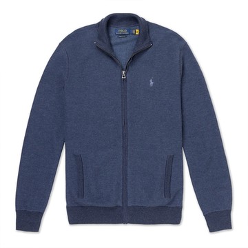 Polo Ralph Lauren RL 熱銷刺繡小馬立領針織外套-深藍色