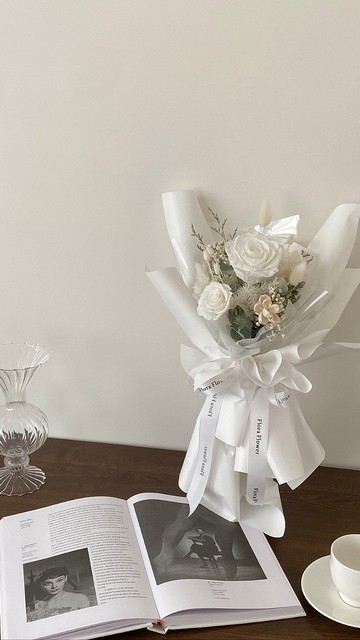 Flora Flower永生乾燥花束-白茶