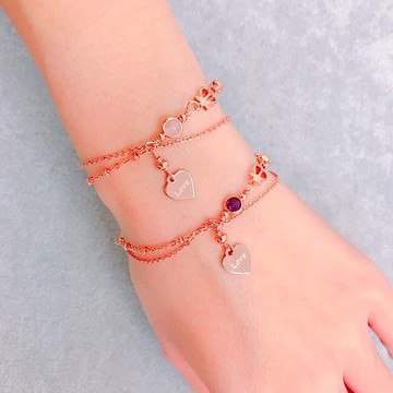 【可選祝福石】聖誕禮物*玫瑰Sweet Love手鍊*紅綠粉白紫藍