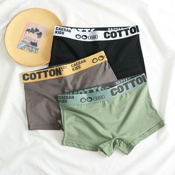 熊郭平口內褲拉子中性春夏新品平口內褲女純棉les帥t中性素色透氣四角短褲頭青年潮大尺碼內褲