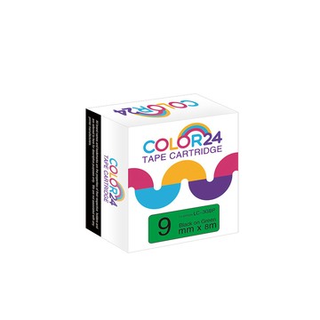Color24 for EPSON LC-3GBP / LK-3GBP 綠底黑字  相容標籤帶