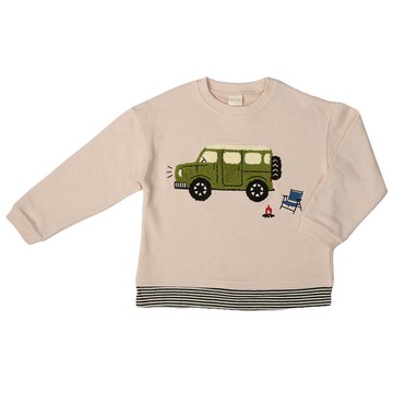 akachan honpo - 長袖休閒上衣-凸毛繡-象牙白色