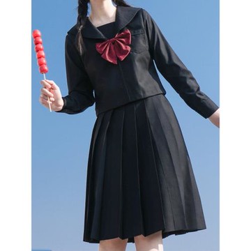 黑無本基礎水手服jk制服長袖上衣秋冬札幌襟JK襯衫女百搭裙套裝