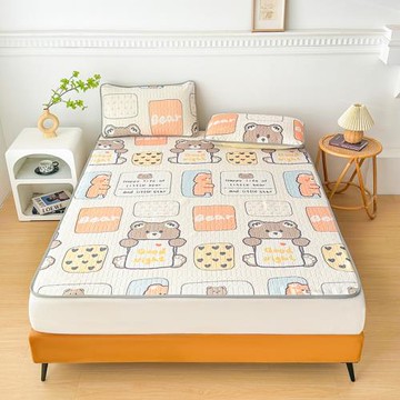 批發2025新款床單款印花純色小清新冰絲涼感乳膠席席子涼席三件套