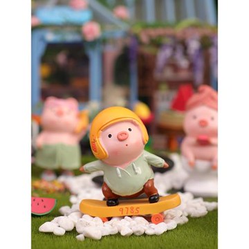 滑板小豬汽車擺件可愛豬豬車載車內裝飾品辦公室桌面生日禮物女生