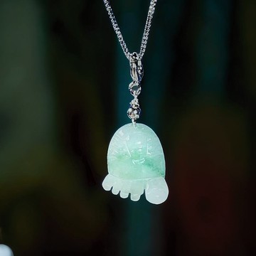 飄花翡翠知足常樂項鍊 925純銀 | 天然緬甸玉A貨翡翠 | 送禮