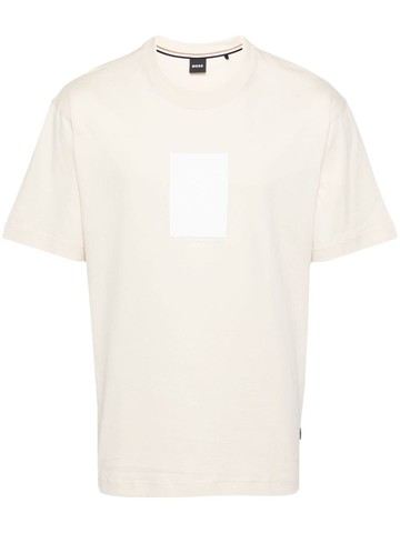 BOSS - graphic-stamp cotton T-shirt - men - Cotton - L - Neutrals