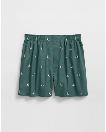 Brooks Brothers Men's Cotton Broadcloth Beagle-Pattern Boxers | Green | Size XL