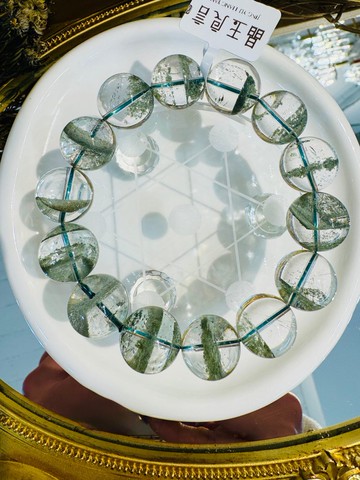 玻璃濃色翠綠招財千層綠幽靈水晶16cm85.3g正財事業貴人緣生意緣