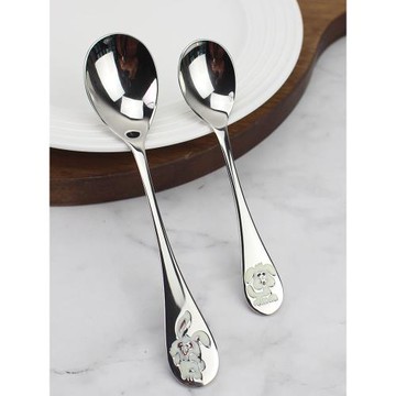 高奢高定琺瑯彩主餐勺甜品勺 18/10不銹鋼可愛調羹童勺商用家用