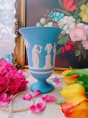 英國製 Wedgwood Jasper 碧玉浮雕希臘神話圖騰大尺寸花瓶 花器