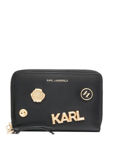 Karl Lagerfeld - leather logo-lettering purse - women - Calf Leather - One Size - Black