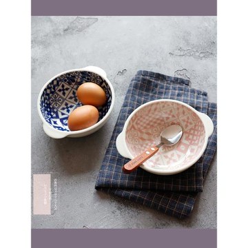 暖黃&洋紅丨甜品碗日本進口雙耳陶瓷小碗輔食料理水果沙拉蒸蛋碗