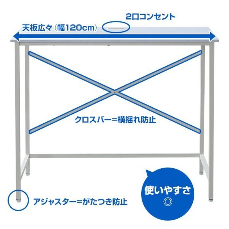 コンセント付き スタンディングデスク 幅120 奥行48 高さ100 FSD-1248E