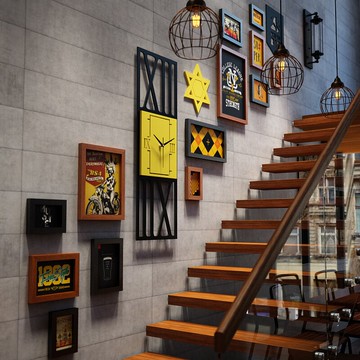 相框組 工業風壁貼 工業風相框2663_照片牆混搭組合相框工業風裝飾畫 古希臘特大鐘表 工業用相框