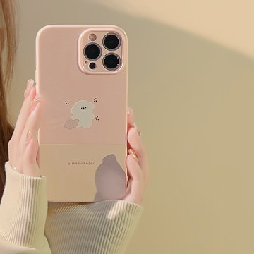 台灣出貨❤簡約卡通14pro max手機殼12蘋果iPhone15蜜粉色11可愛適用16pro軟