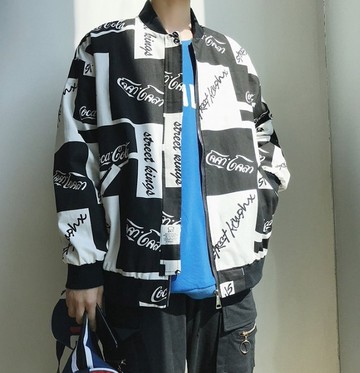 FINDSENSE H1秋季 新款 日本 街頭 原宿 字母印花  帥氣夾克 大碼 顯瘦外套 潮男 上衣外套