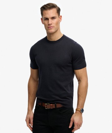 Superdry Men's Premium Knitted T-shirt Navy Size: L