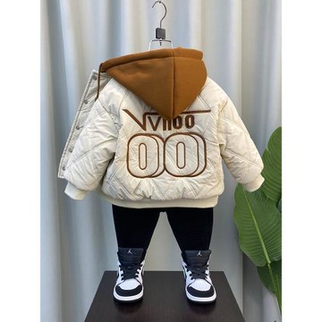 男童棒球服棉衣冬季2025新款兒童加絨加厚外套男寶寶冬裝夾棉棉襖