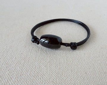 【幸運路路通】冰烏雞翡翠韓國蠟線手鍊*BA06*招財、辟邪、防小人