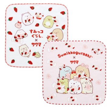 小禮堂 San-X 角落生物 純棉方巾 25x25cm (草莓款)